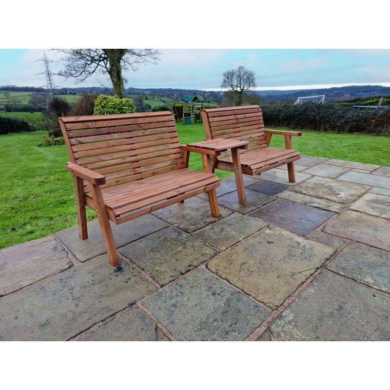 Swedish Redwood Straight Garden Tete a Tete by Croft - 4 Seats - Image 12
