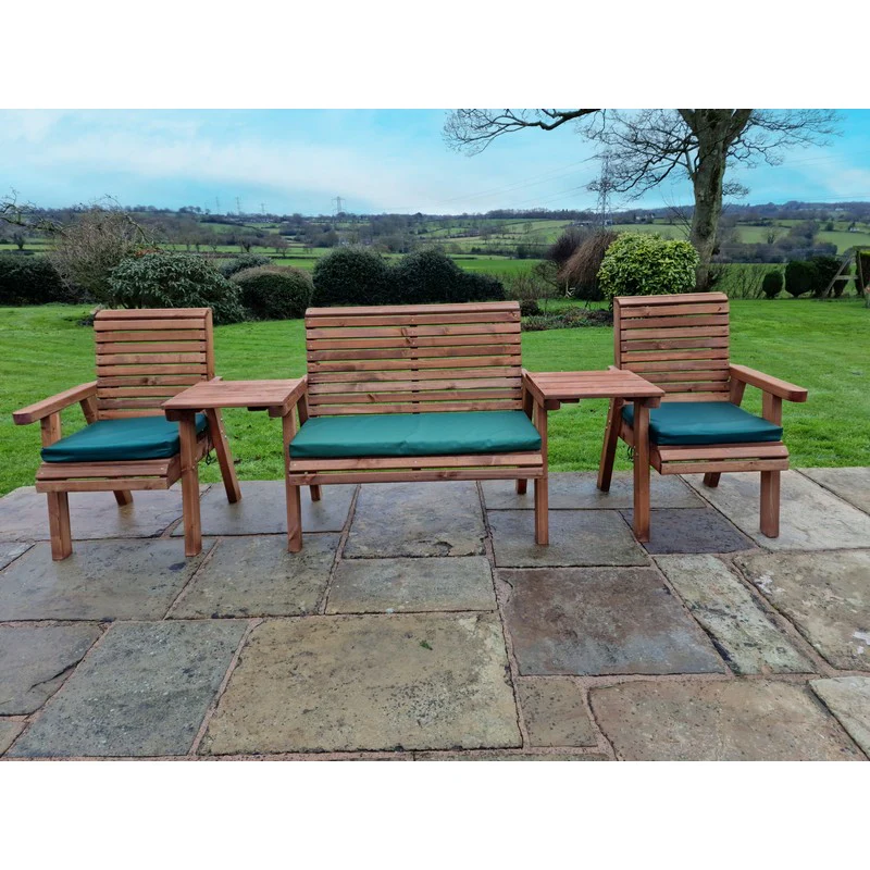 Swedish Redwood Straight Garden Tete a Tete by Croft - 4 Seats - Image 2