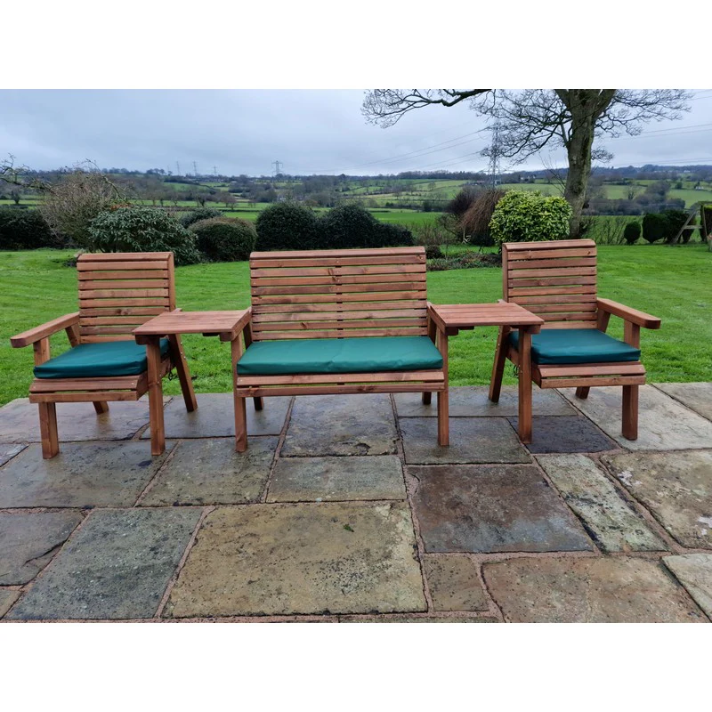Swedish Redwood Straight Garden Tete a Tete by Croft - 4 Seats - Image 3