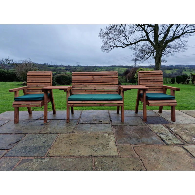 Swedish Redwood Straight Garden Tete a Tete by Croft - 4 Seats - Image 4