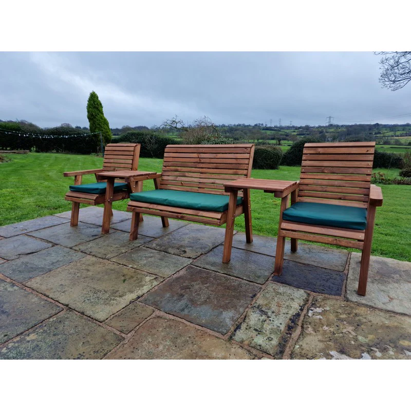 Swedish Redwood Straight Garden Tete a Tete by Croft - 4 Seats - Image 5