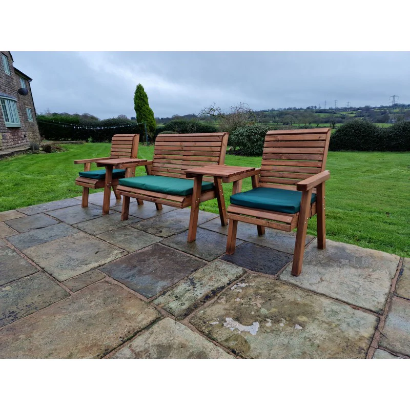 Swedish Redwood Straight Garden Tete a Tete by Croft - 4 Seats - Image 6