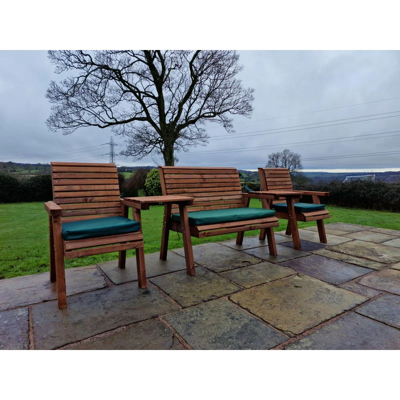 Swedish Redwood Straight Garden Tete a Tete by Croft - 4 Seats - Image 7