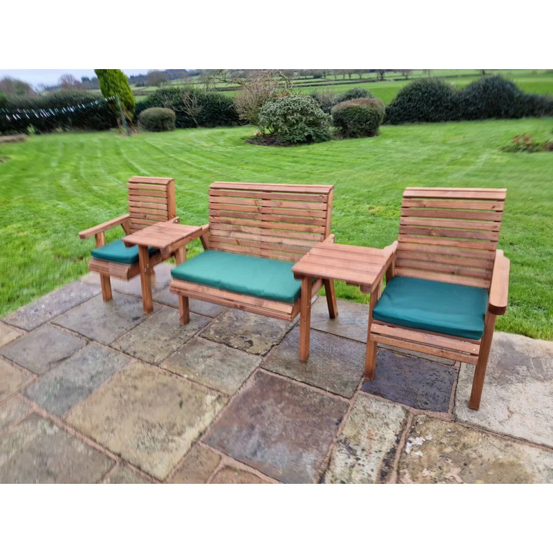 Swedish Redwood Straight Garden Tete a Tete by Croft - 4 Seats - Image 8