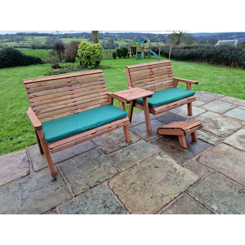 Swedish Redwood Straight Garden Tete a Tete by Croft - 4 Seats - Image 4