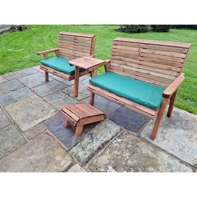 Swedish Redwood Straight Garden Tete a Tete by Croft - 4 Seats - Image 5