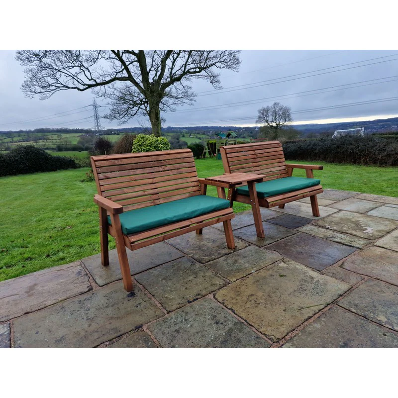 Swedish Redwood Straight Garden Tete a Tete by Croft - 4 Seats - Image 6