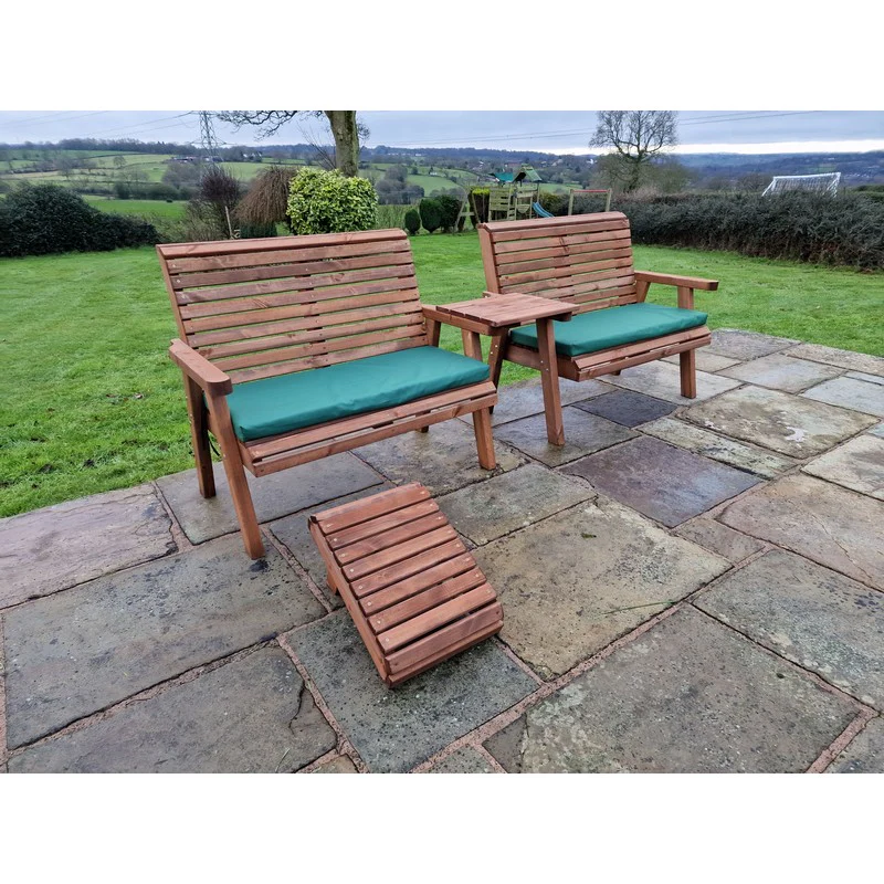 Swedish Redwood Straight Garden Tete a Tete by Croft - 4 Seats - Image 8
