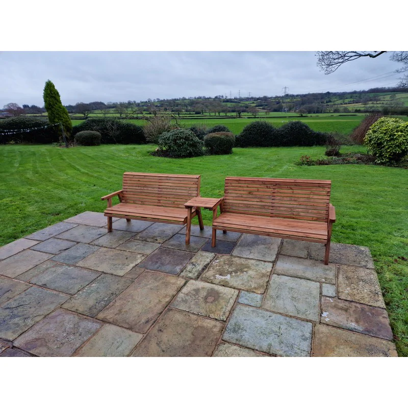 Swedish Redwood Straight Garden Tete a Tete by Croft - 5 Seats - Image 3