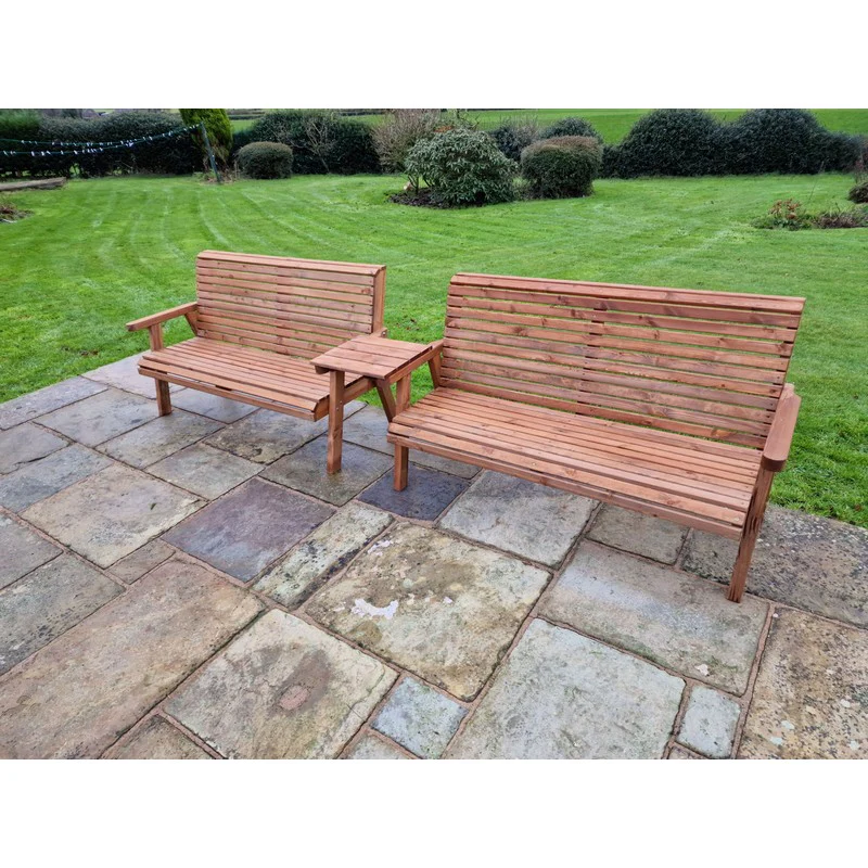 Swedish Redwood Straight Garden Tete a Tete by Croft - 5 Seats - Image 4