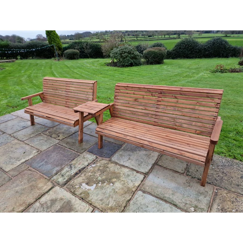 Swedish Redwood Straight Garden Tete a Tete by Croft - 5 Seats - Image 5