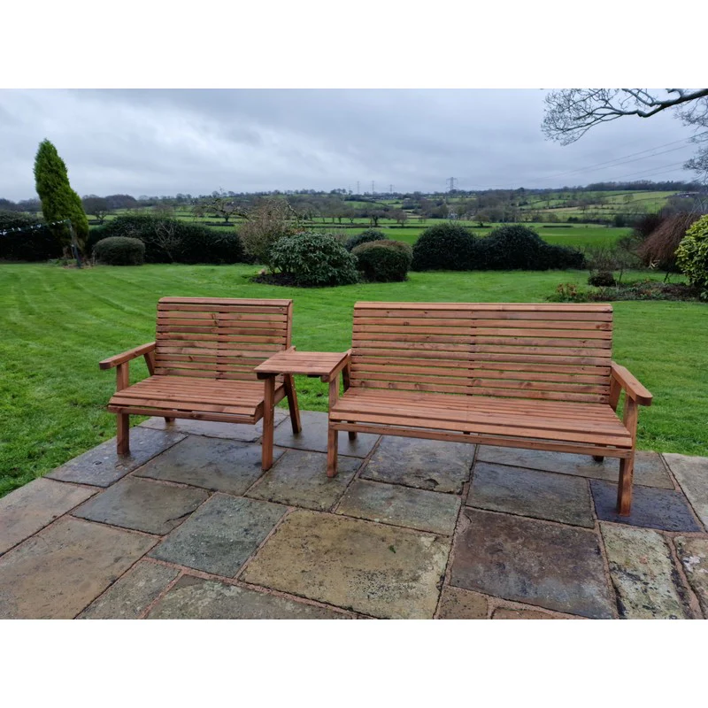 Swedish Redwood Straight Garden Tete a Tete by Croft - 5 Seats - Image 6