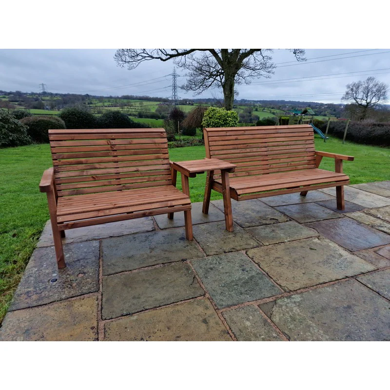 Swedish Redwood Straight Garden Tete a Tete by Croft - 5 Seats - Image 7