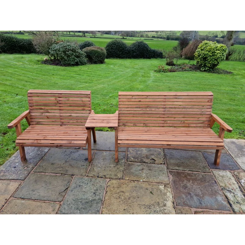 Swedish Redwood Straight Garden Tete a Tete by Croft - 5 Seats - Image 9