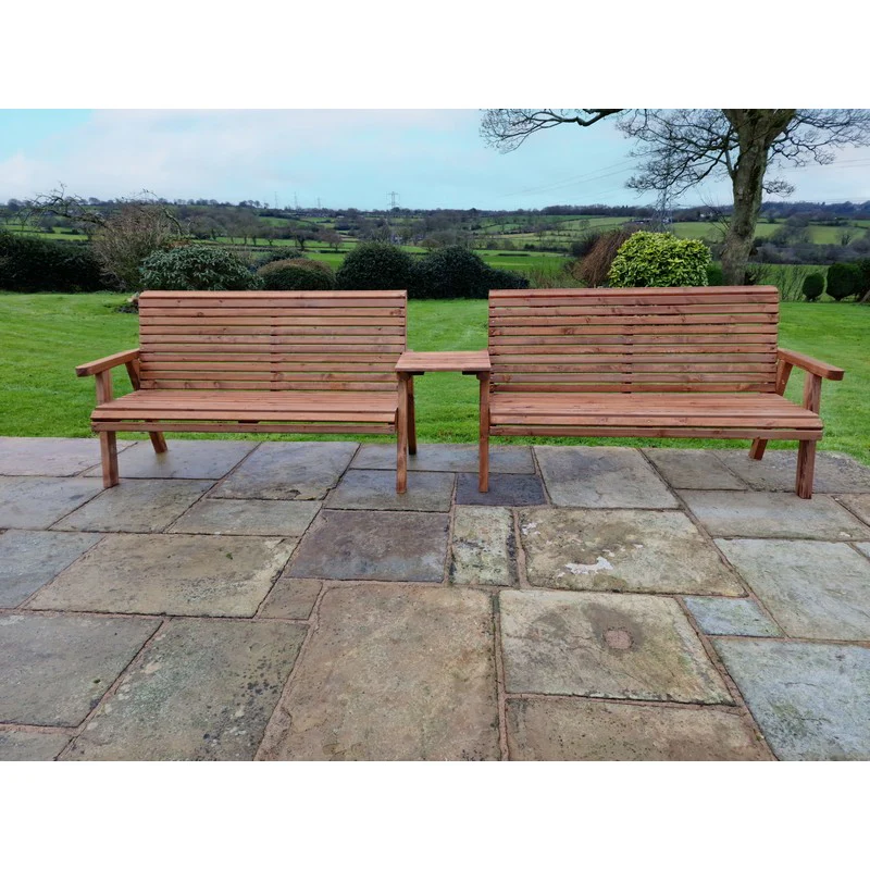 Swedish Redwood Straight Garden Tete a Tete by Croft - 6 Seats - Image 2