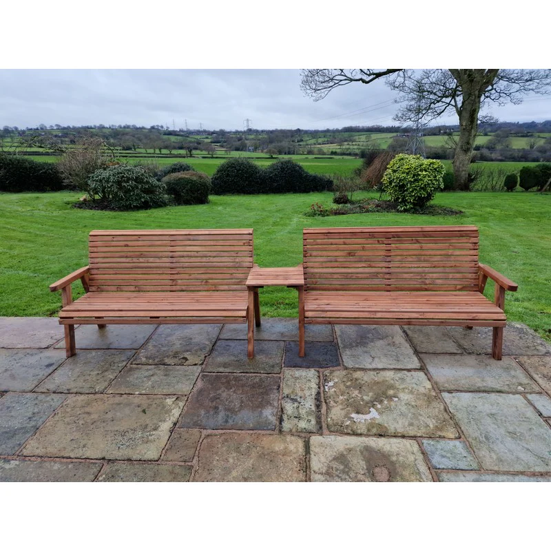 Swedish Redwood Straight Garden Tete a Tete by Croft - 6 Seats - Image 3