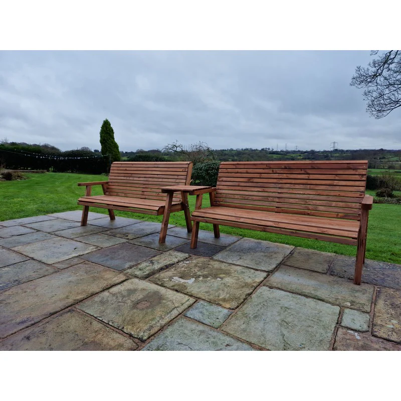 Swedish Redwood Straight Garden Tete a Tete by Croft - 6 Seats - Image 6
