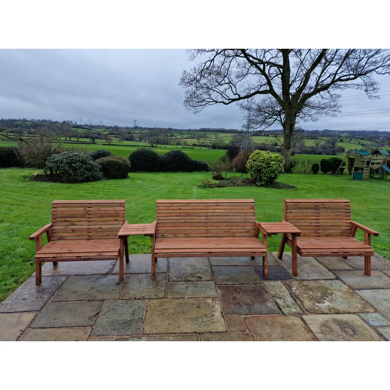 Swedish Redwood Straight Garden Tete a Tete by Croft - 7 Seats - Image 2