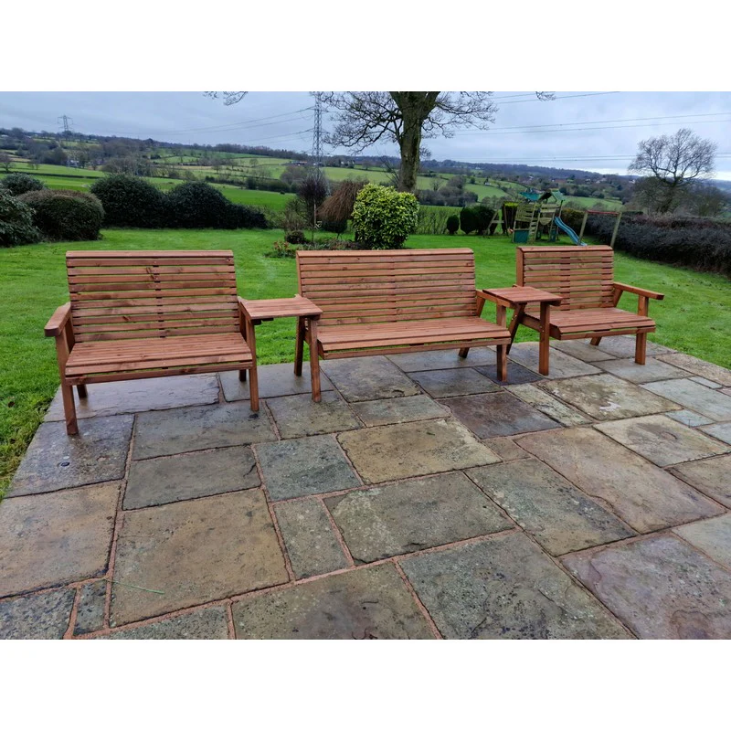 Swedish Redwood Straight Garden Tete a Tete by Croft - 7 Seats - Image 3