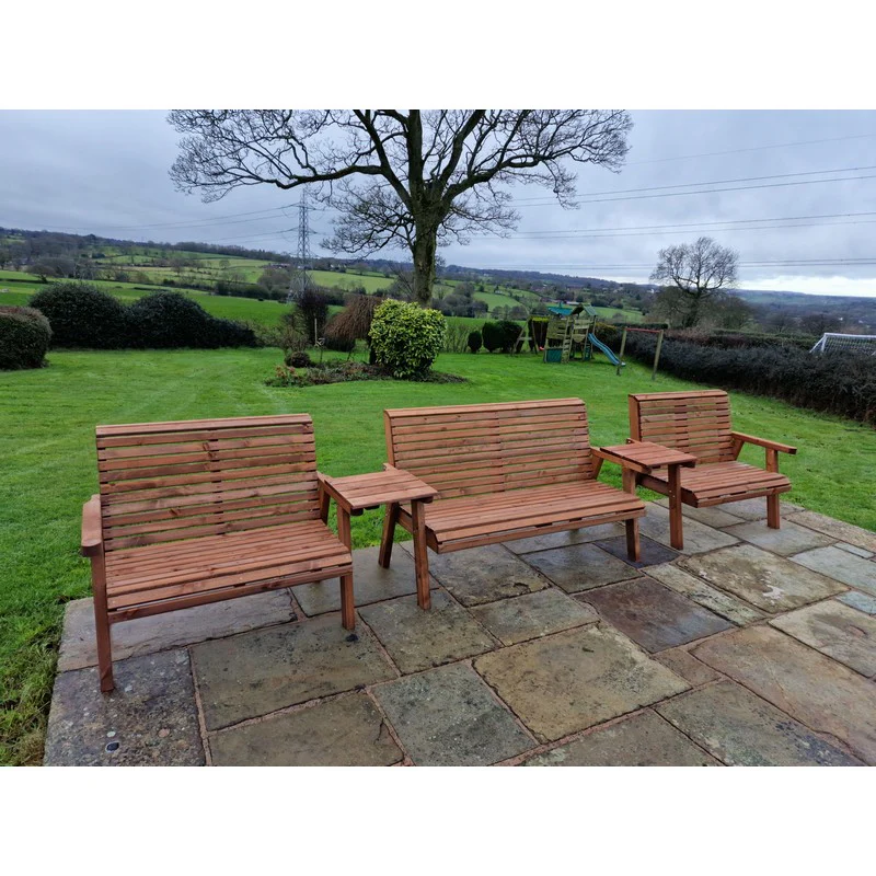 Swedish Redwood Straight Garden Tete a Tete by Croft - 7 Seats - Image 4
