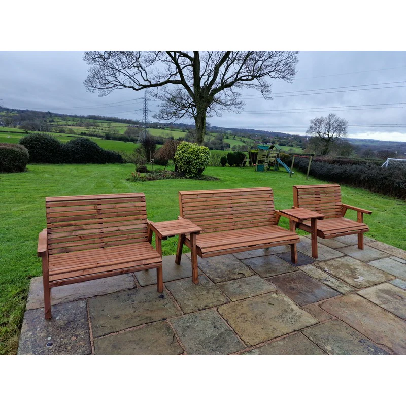 Swedish Redwood Straight Garden Tete a Tete by Croft - 7 Seats - Image 5
