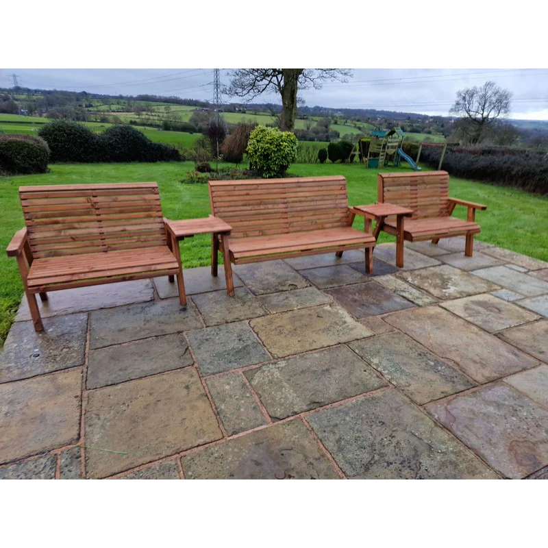 Swedish Redwood Straight Garden Tete a Tete by Croft - 7 Seats - Image 6