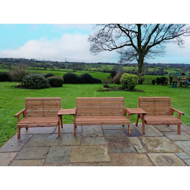 Swedish Redwood Straight Garden Tete a Tete by Croft - 7 Seats - Image 7