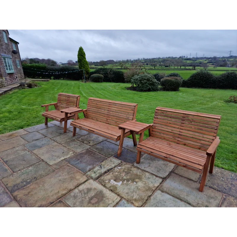Swedish Redwood Straight Garden Tete a Tete by Croft - 7 Seats - Image 9