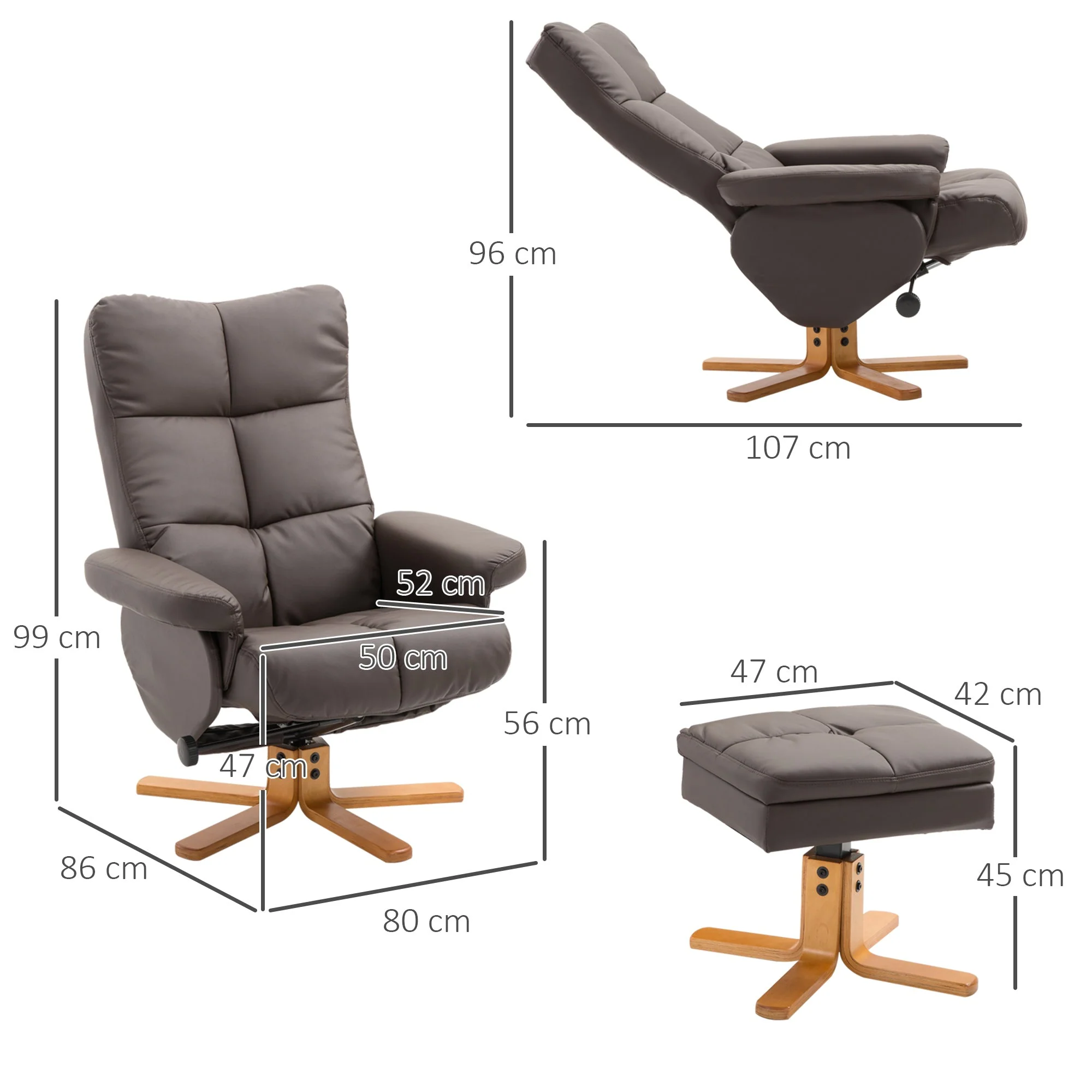 Swivel Recliner Chair and Footstool with Hidden Storage - Image 3