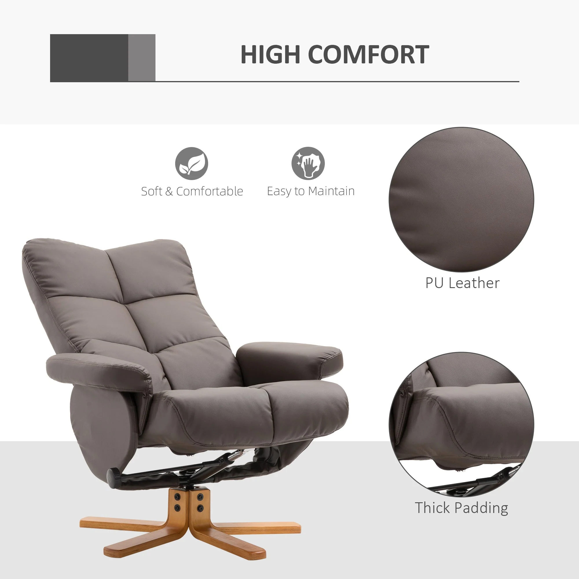 Swivel Recliner Chair and Footstool with Hidden Storage - Image 6