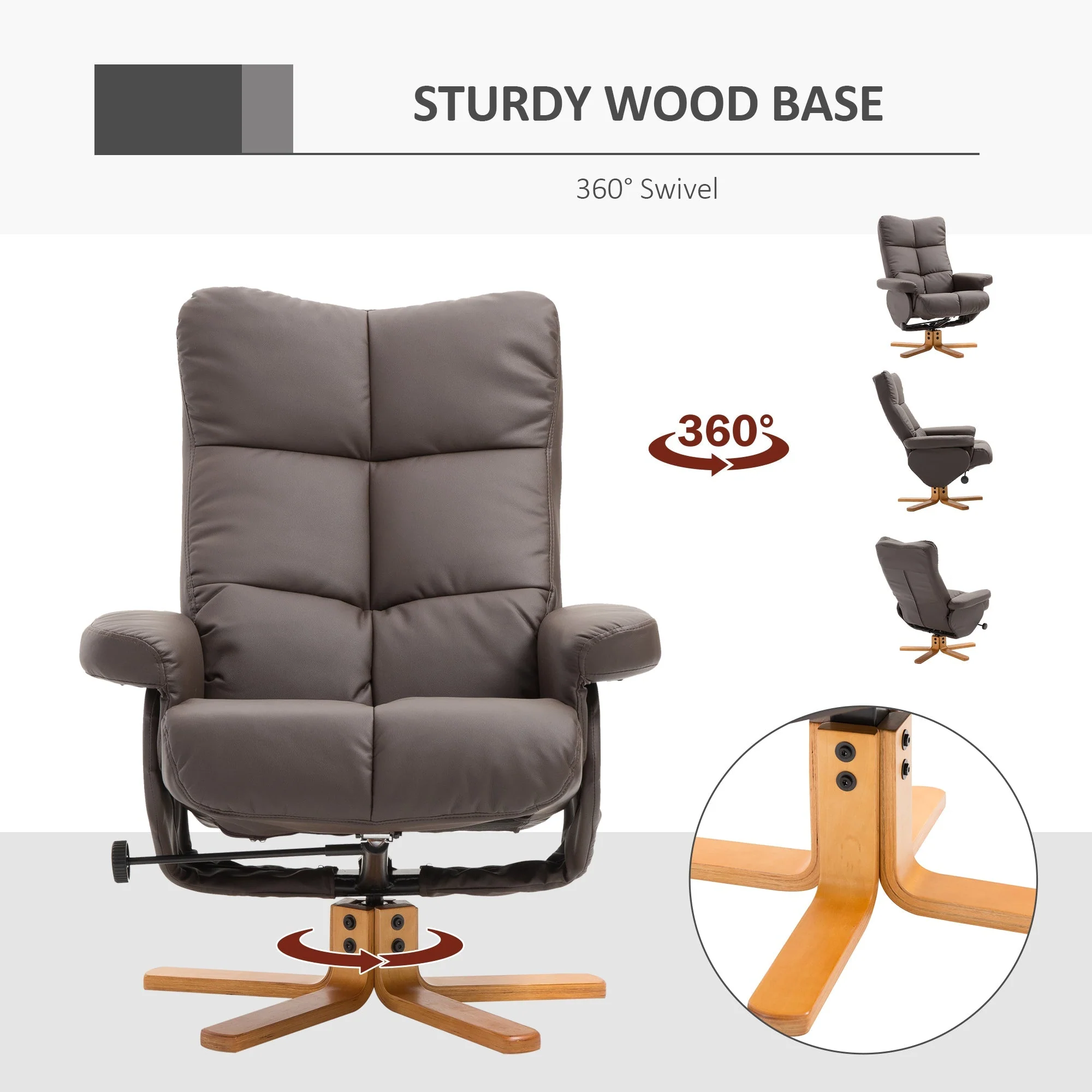 Swivel Recliner Chair and Footstool with Hidden Storage - Image 7