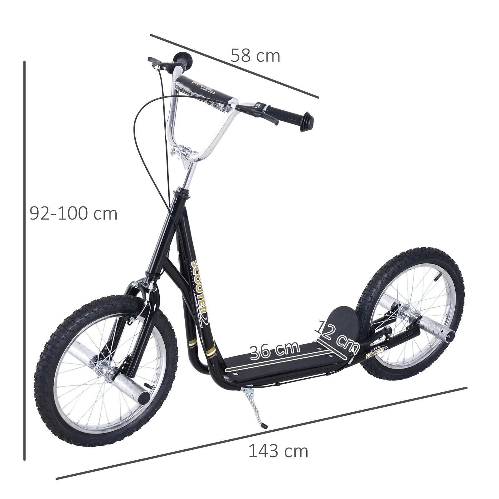 Teen Push Scooter Kids Children Stunt Scooter for 5+ Years with 16 Inches Wheels Adjustable Height Front Rear Dual Brakes - Image 3