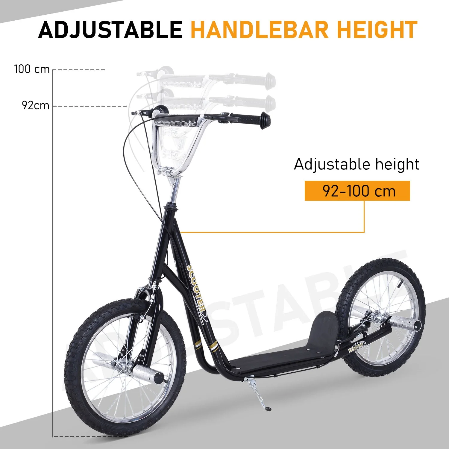 Teen Push Scooter Kids Children Stunt Scooter for 5+ Years with 16 Inches Wheels Adjustable Height Front Rear Dual Brakes - Image 4