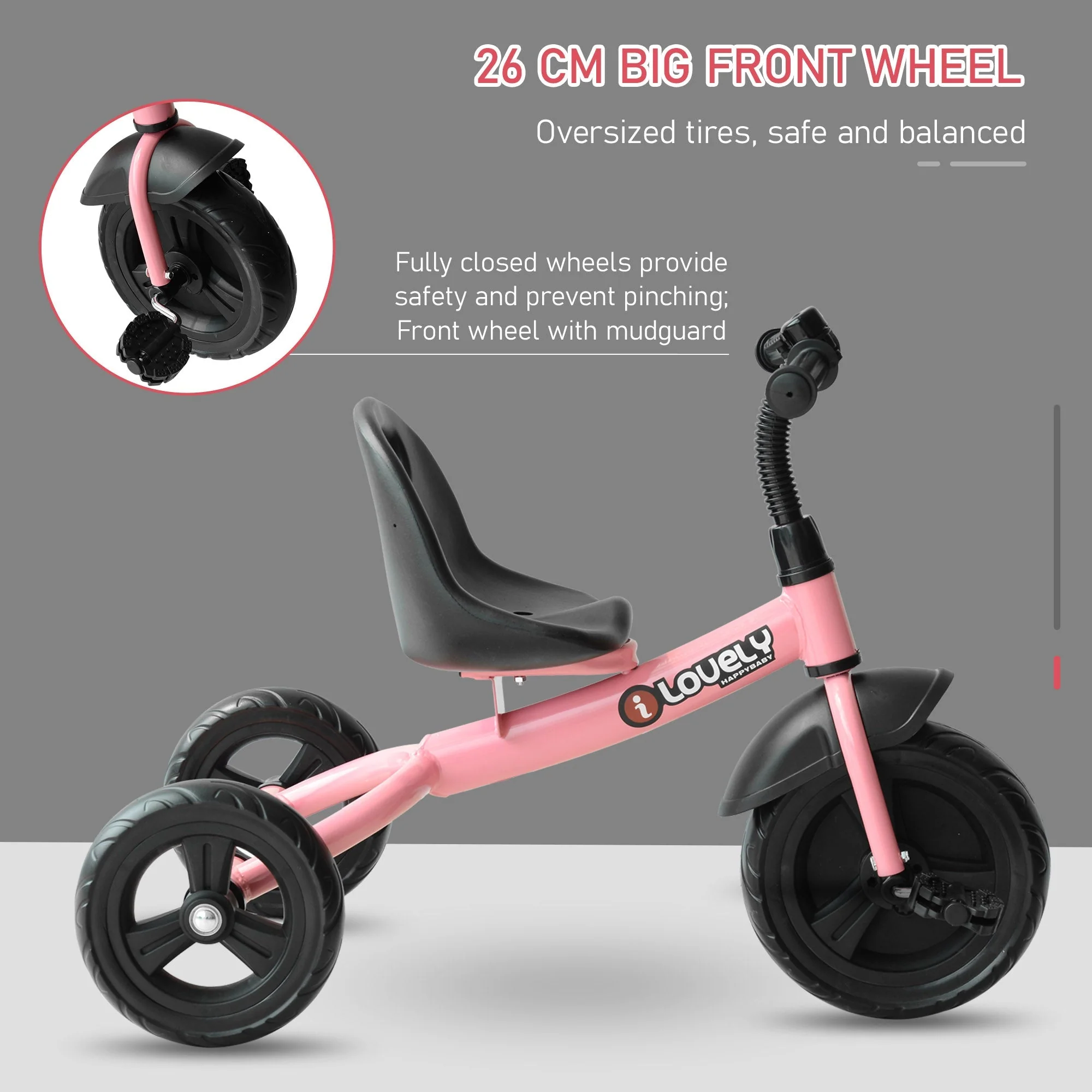 Toddler Three Wheel Plastic Tricycle Bike Pink - Image 4