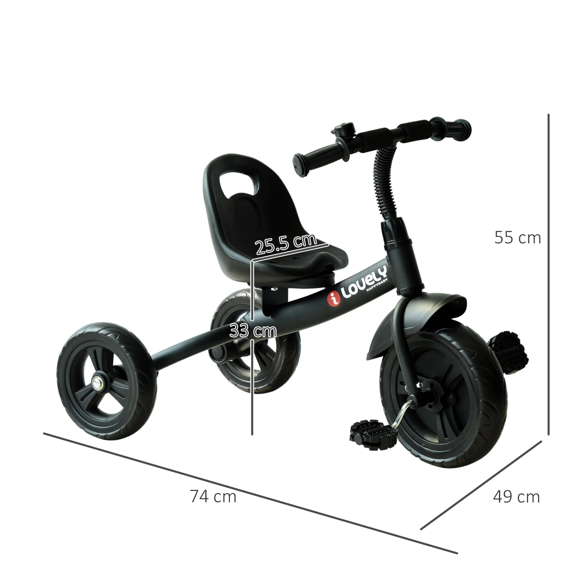 Toddler Three Wheel Plastic Trikes Black - Image 3