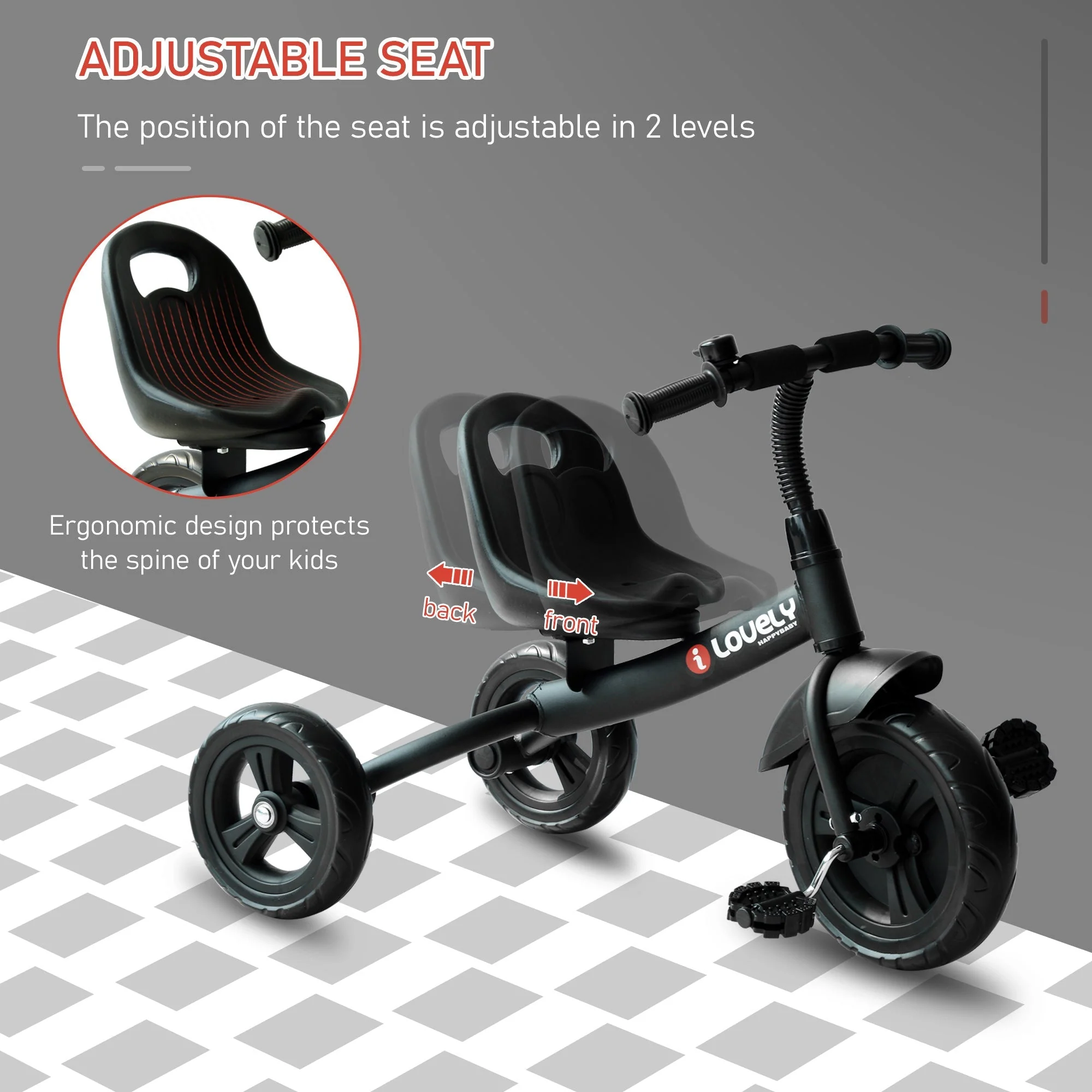 Toddler Three Wheel Plastic Trikes Black - Image 4