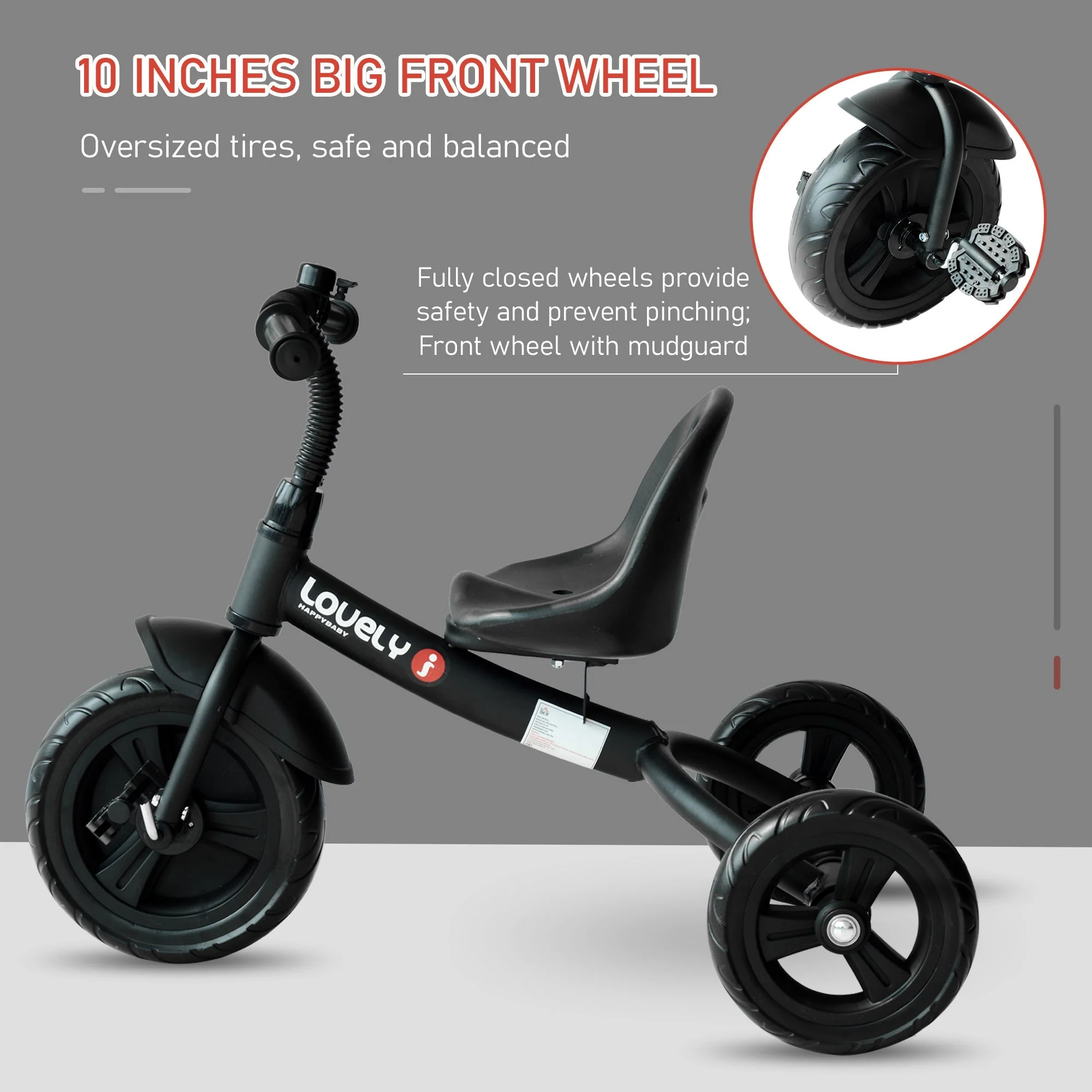 Toddler Three Wheel Plastic Trikes Black - Image 5