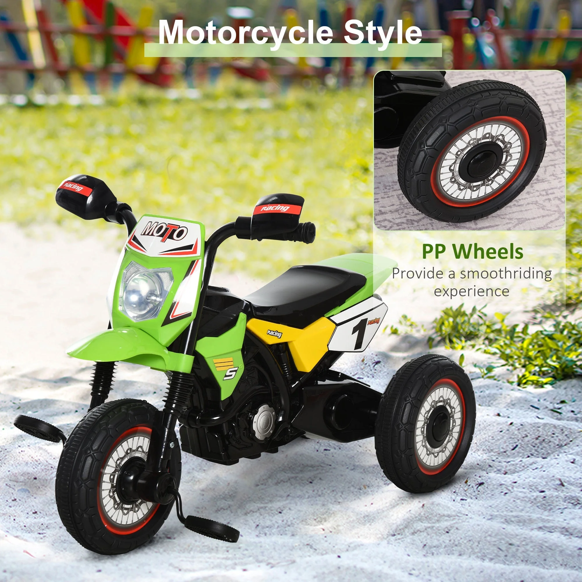 Toddlers 3-Wheel PP Ride On Pedal Trike Green - Image 4