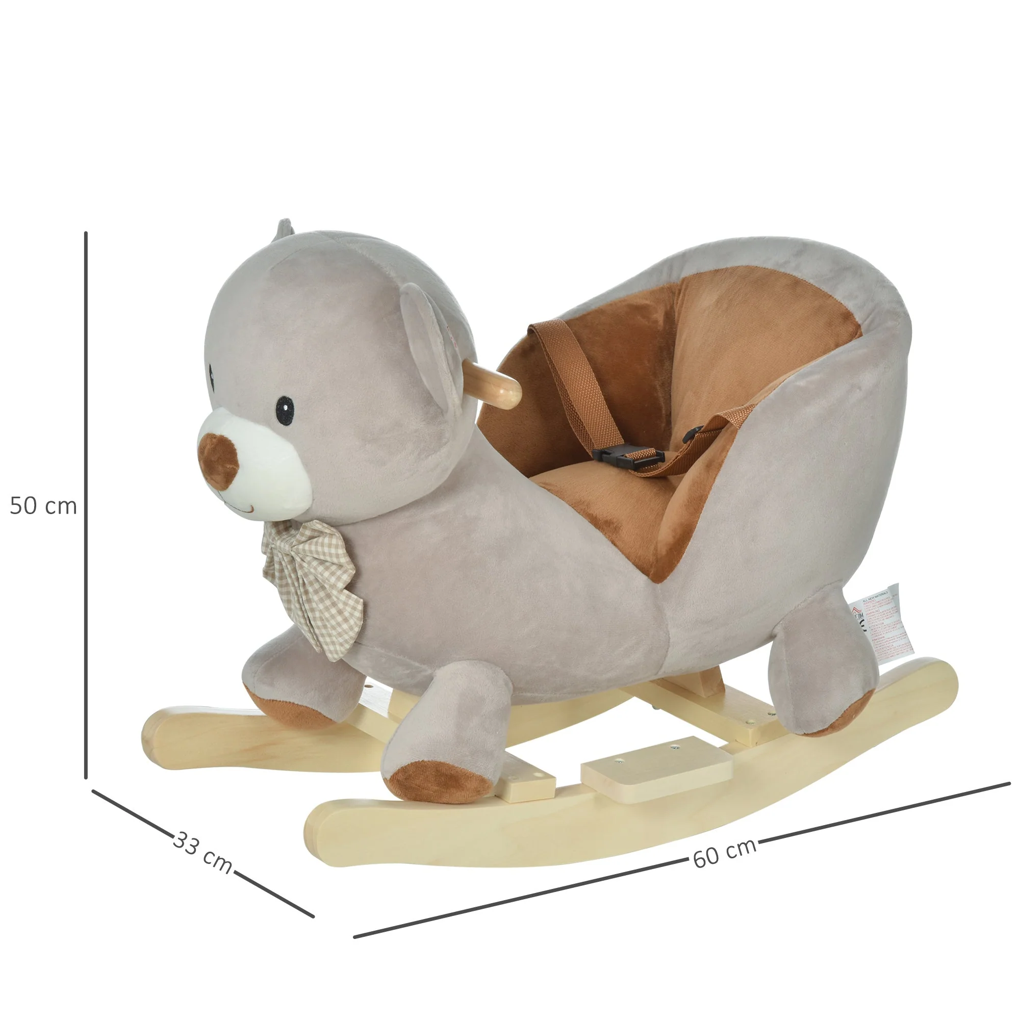 Toddlers Plush Bear Rocking Horse Grey - Image 3