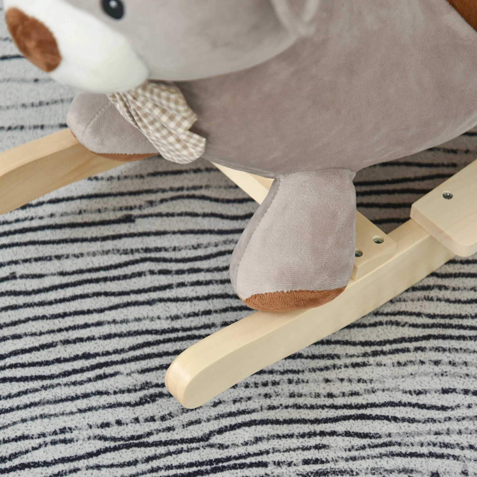 Toddlers Plush Bear Rocking Horse Grey - Image 9