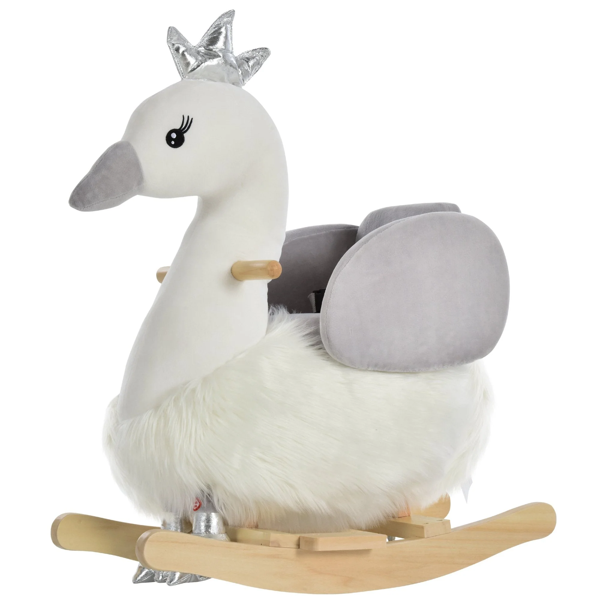 Toddlers Swan Plush Rocking Ride On w/ Sound White/Grey - Image 9