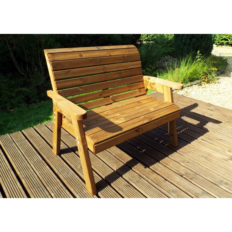 Traditional Garden Bench by Charles Taylor - 2 Seats Burgundy Cushions - Image 2