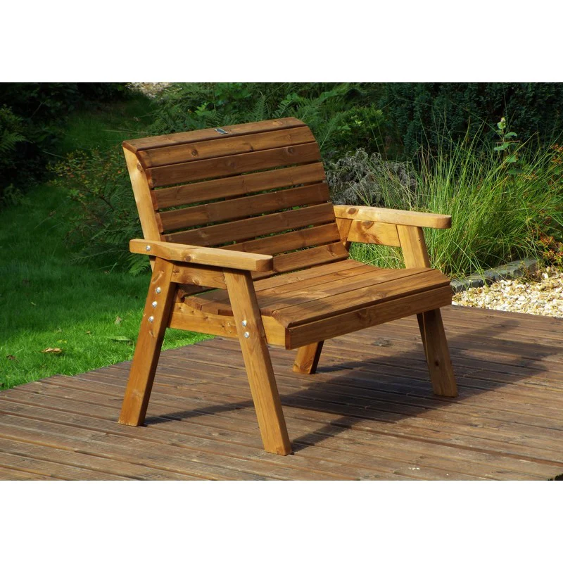 Traditional Garden Bench by Charles Taylor - 2 Seats Burgundy Cushions - Image 3