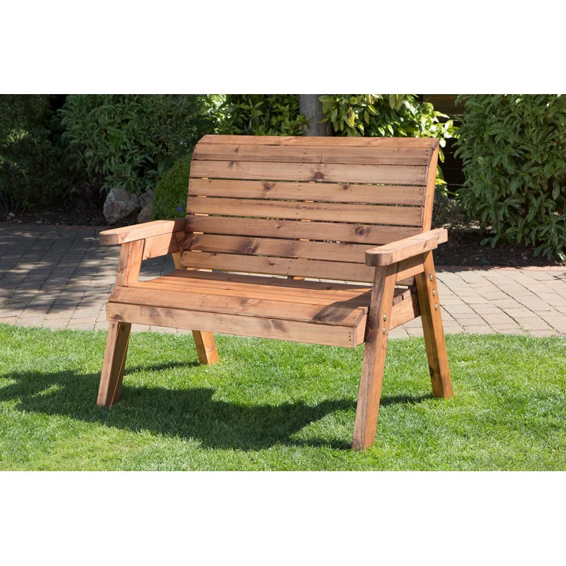 Traditional Garden Bench by Charles Taylor - 2 Seats Burgundy Cushions - Image 5