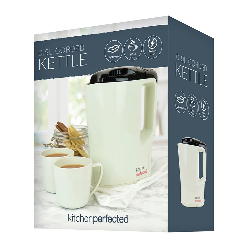 Travel Kettle 900ml Cream And Black 1000W - With 2 Mugs - Image 3