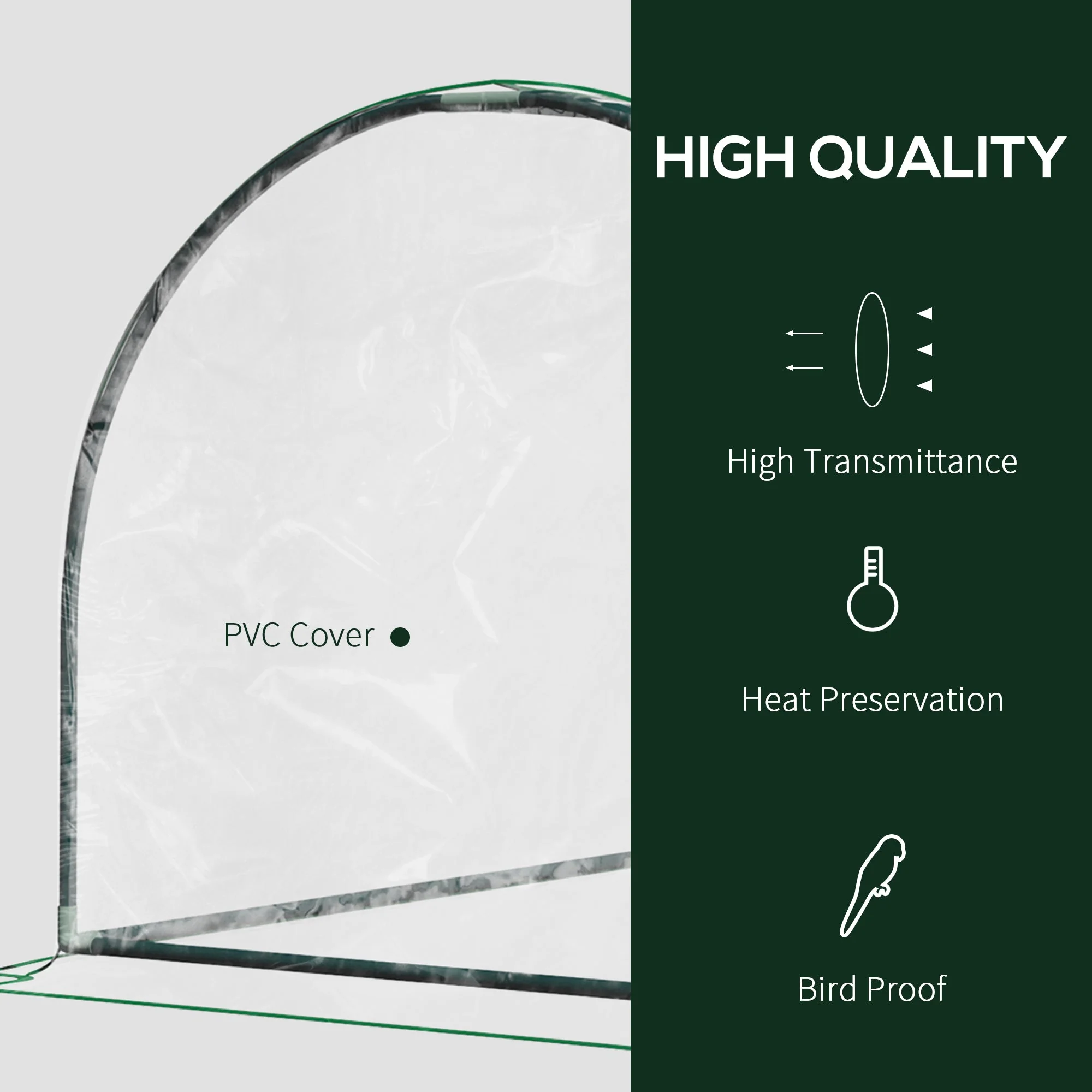 Tunnel Greenhouse Green Grow House Steel Frame Garden Outdoor 200 x 100 x 80cm - Image 6