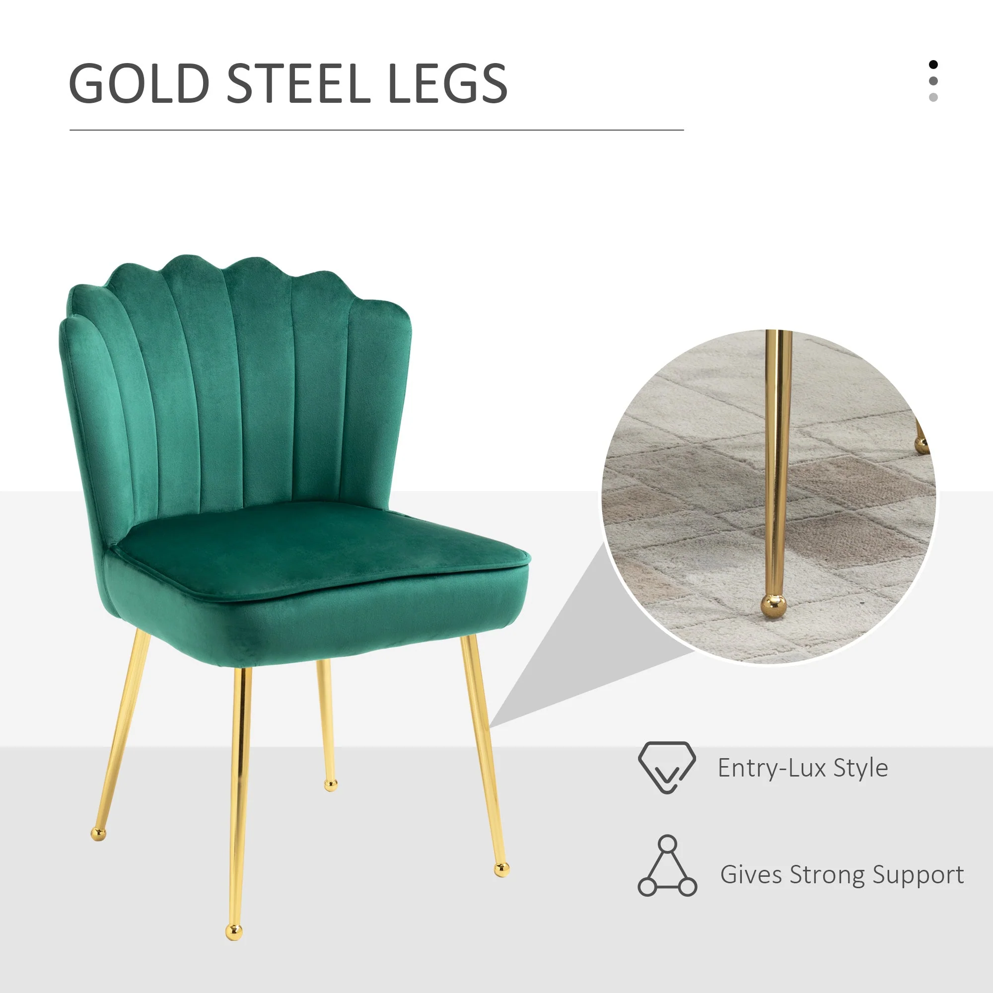 Velvet-Feel Shell Luxe Accent Chair - Image 6