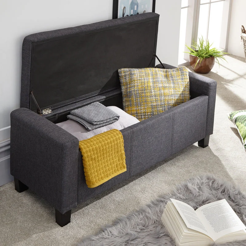 Verona Large Ottoman Fabric Dark Grey 1 Door - Image 2