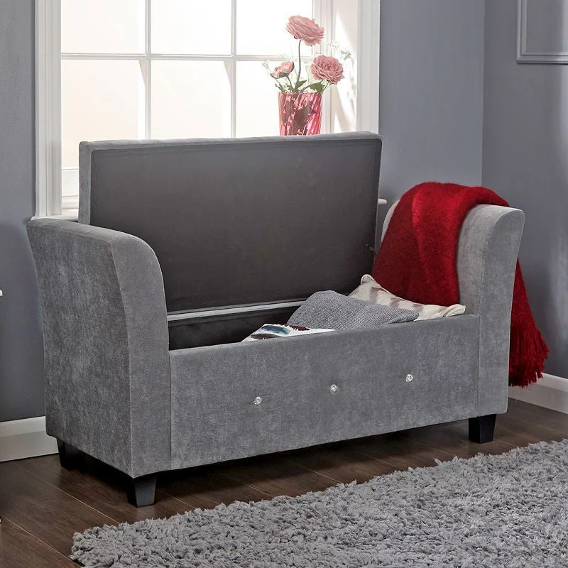 Verona Window Seat Wood & Fabric Grey - Image 2