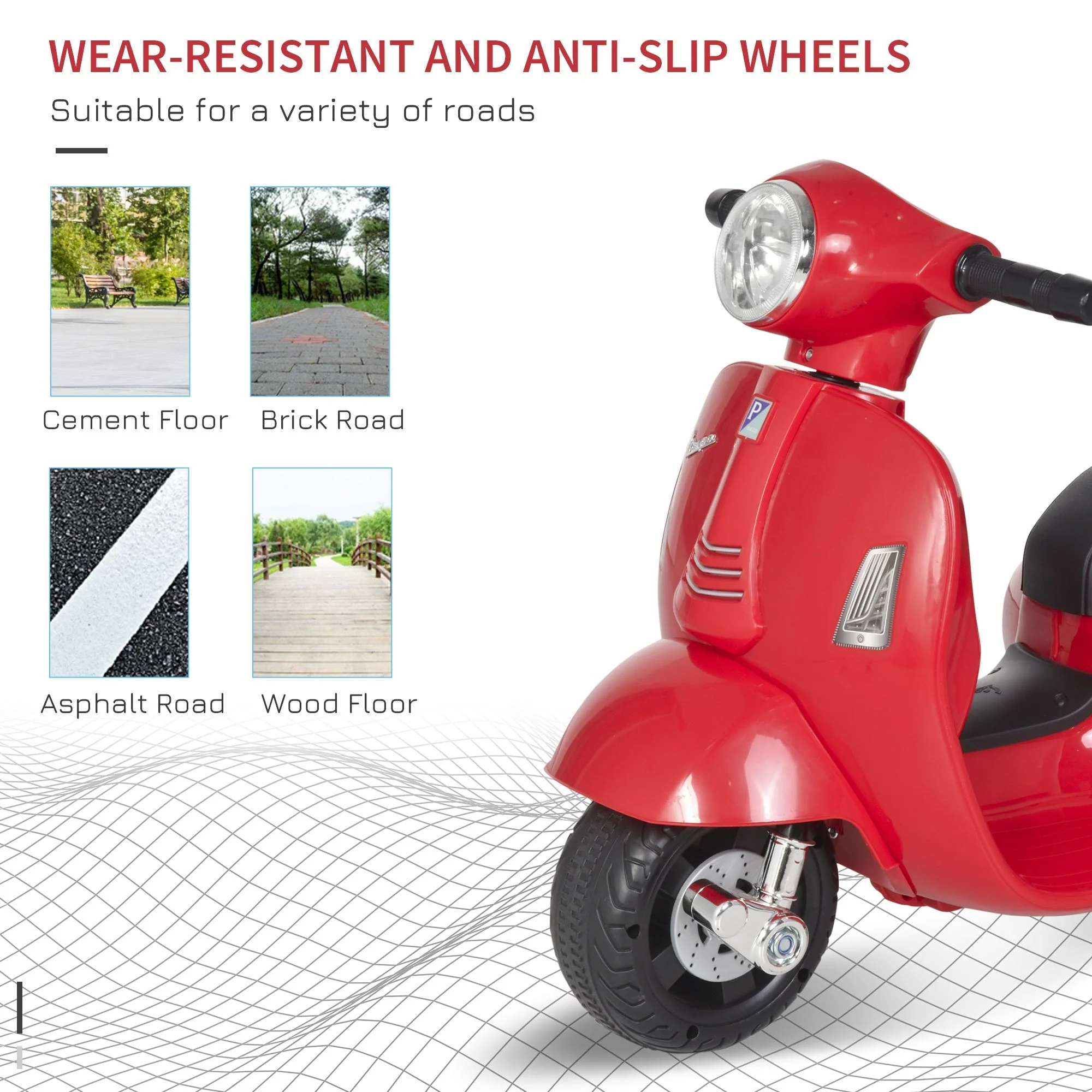 Vespa Licensed Kids Ride On Motorcycle 6V Battery Powered Electric Toys - Image 4